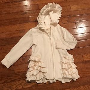 Pearls and piggytails cream ruffle jacket size 4